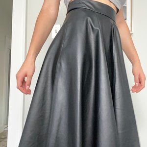 Zara Faux Leather Midi Skirt